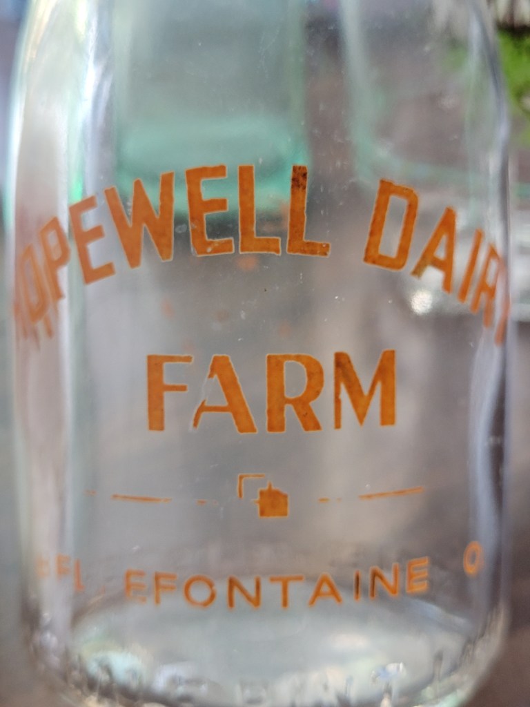 Hopewell Dairy Farm of Bellefontaine, Ohio vintage milk jar