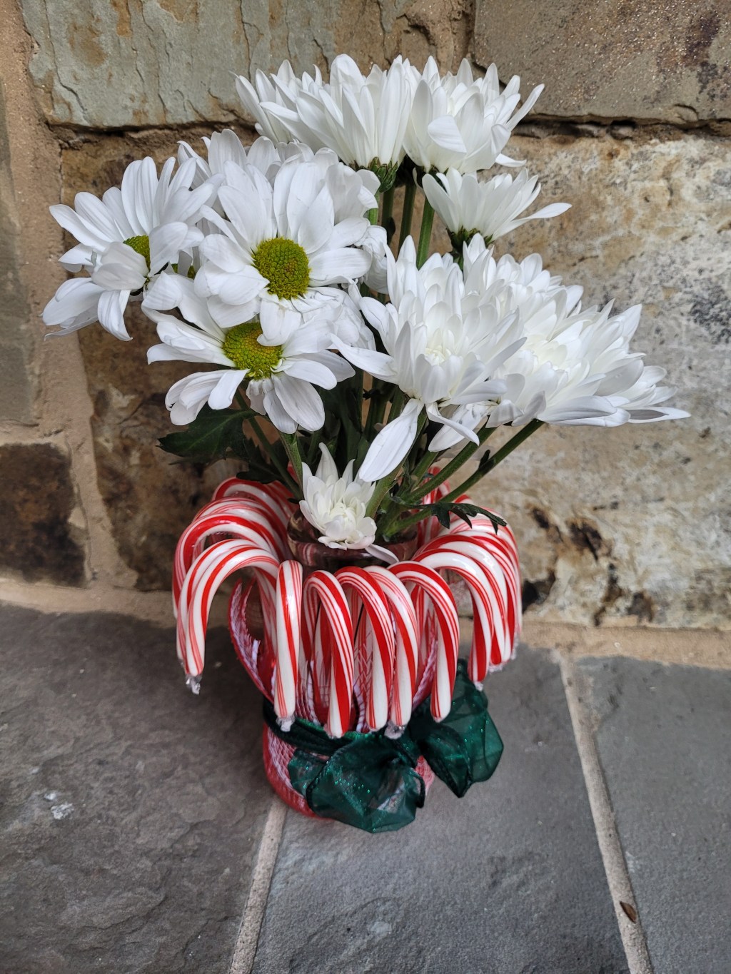 Candy Cane Vase and Floral Bouquet