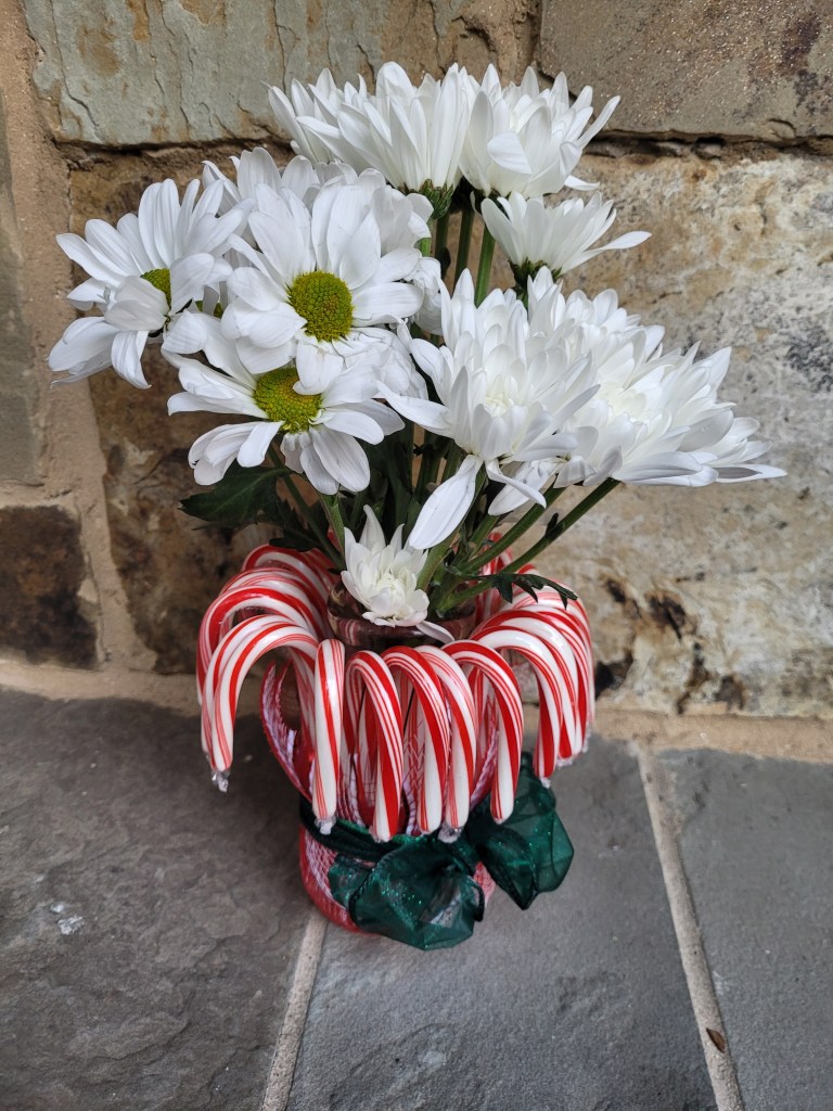 Candy Cane Vase and Floral Bouquet